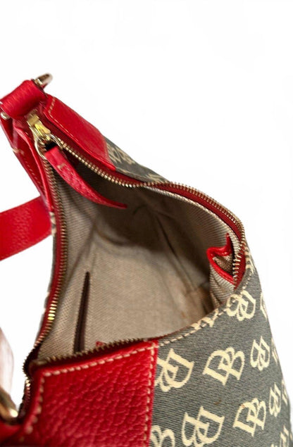Dooney & Bourke Vintage Red Leather Logo Monogram Hobo Shoulder Bag