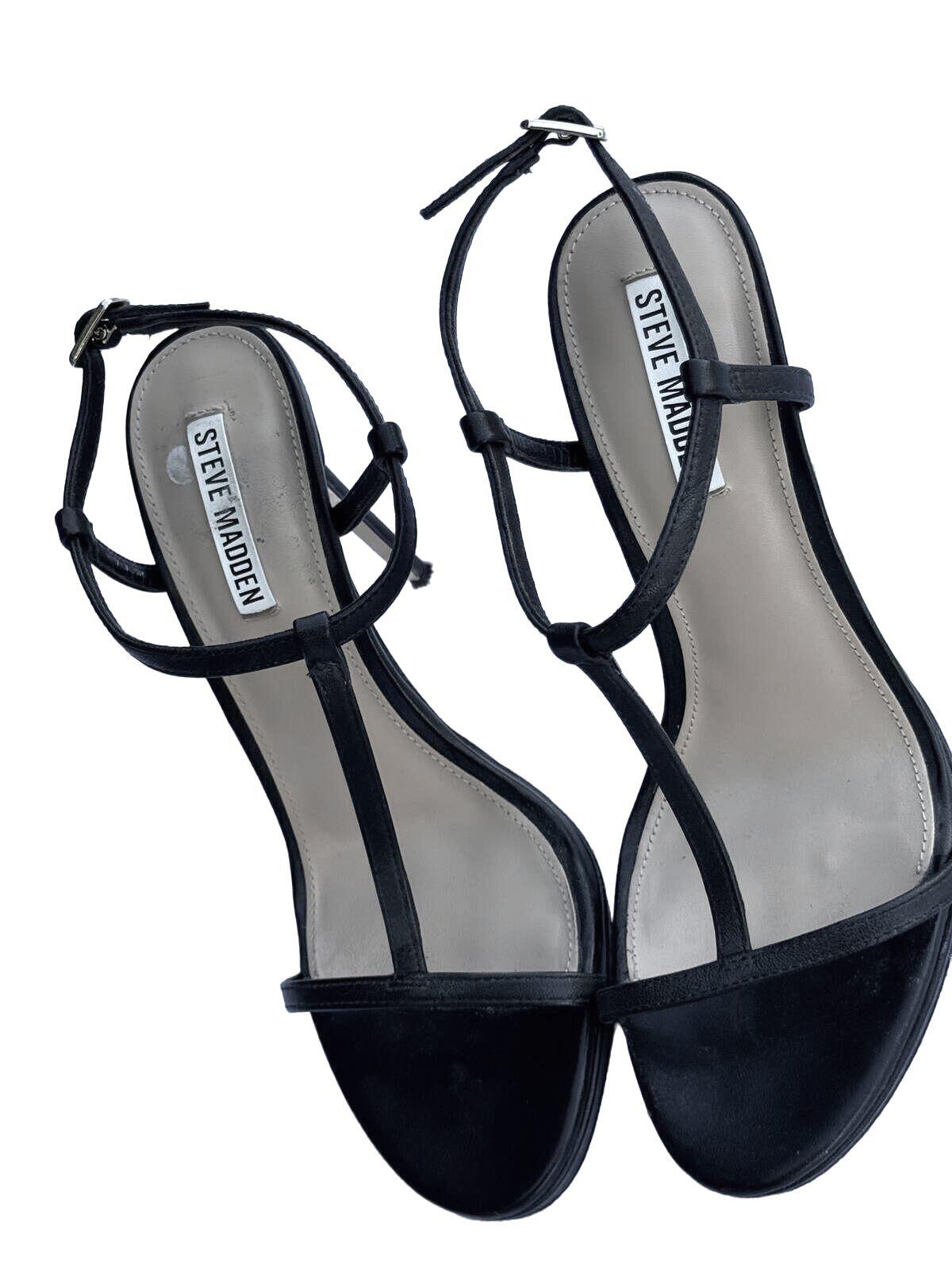 Steve Madden Black Strappy Ankle Strap Stiletto Sandals Heeled Dress Shoes Y2K