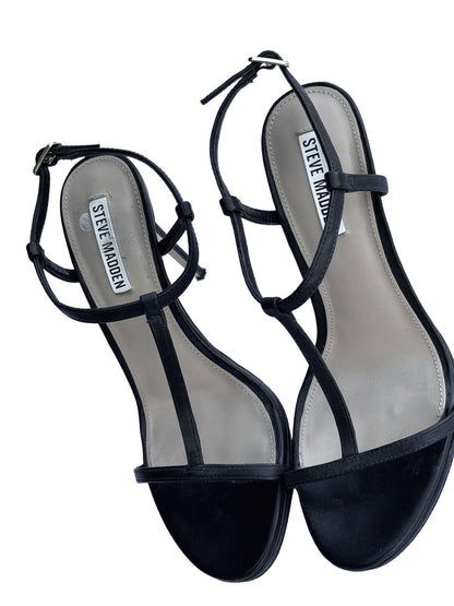 Steve Madden Black Strappy Ankle Strap Stiletto Sandals Heeled Dress Shoes Y2K