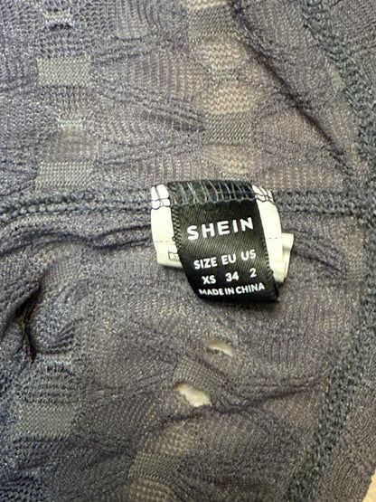 SHEIN Textured Off-Shoulder Crop Top Charcoal Grey Long Sleeve Y2K Style Size xS