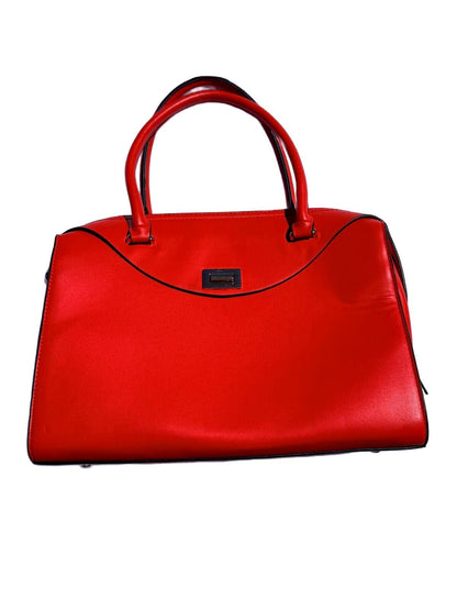 Red Leather Satchel Handbag Vintage Classic Top Handle Shoulder Bag Tote Purse