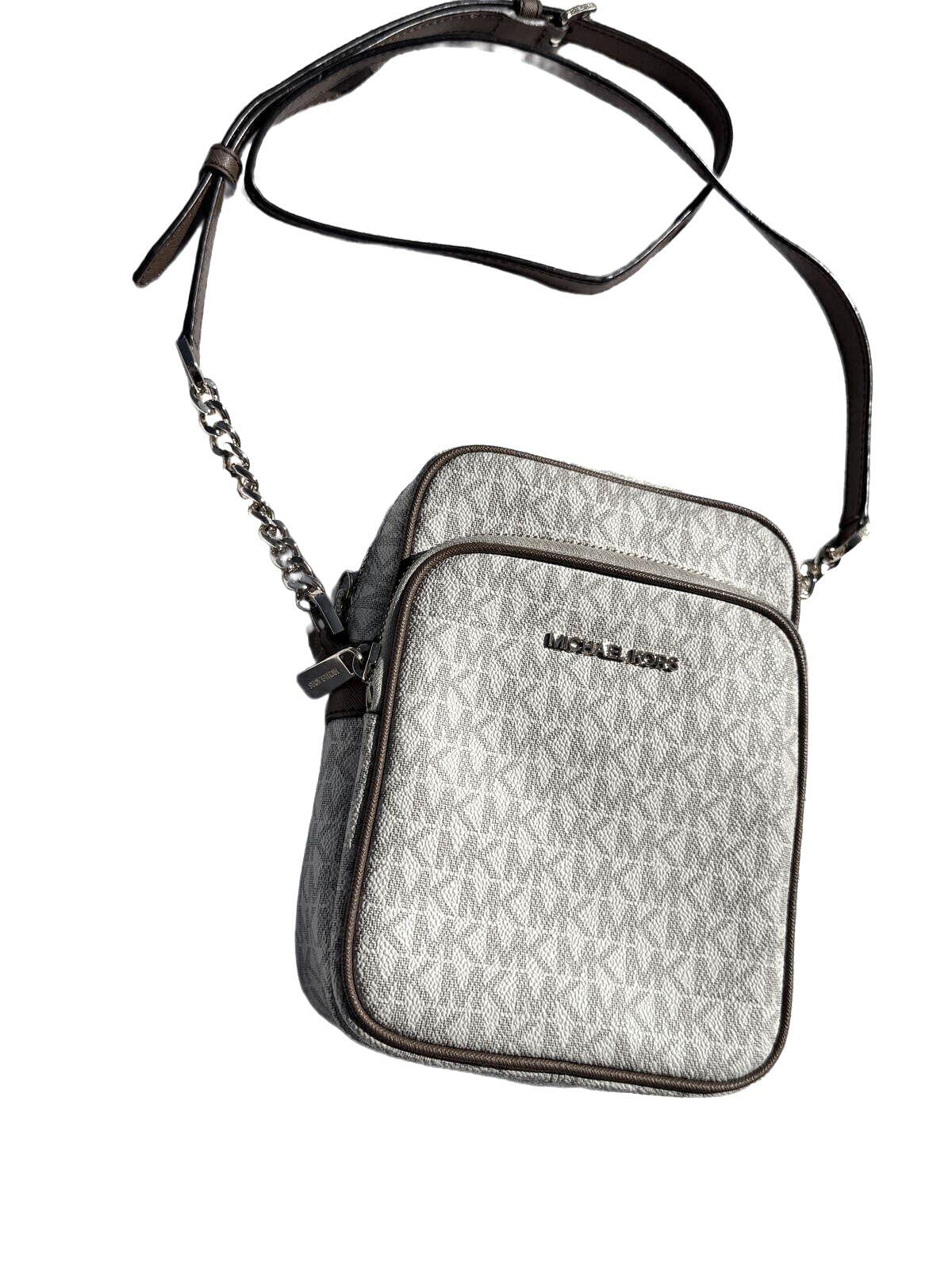 Michael Kors Jet Set Medium Crossbody Bag Signature MK Logo Messenger Purse Grey