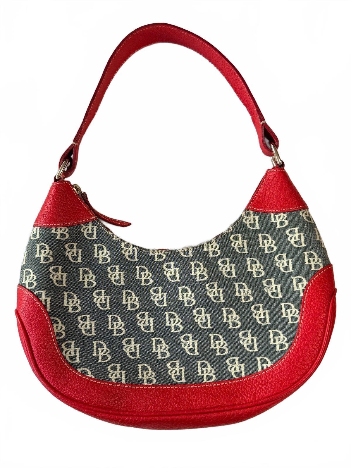 Dooney & Bourke Vintage Red Leather Logo Monogram Hobo Shoulder Bag