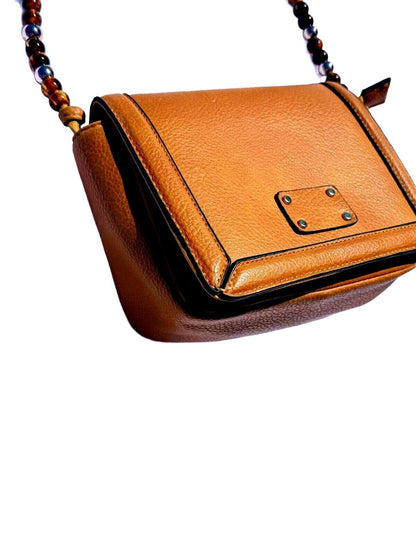 Cognac Brown Leather Crossbody Bag Convertible Clutch Shoulder Purse Y2k