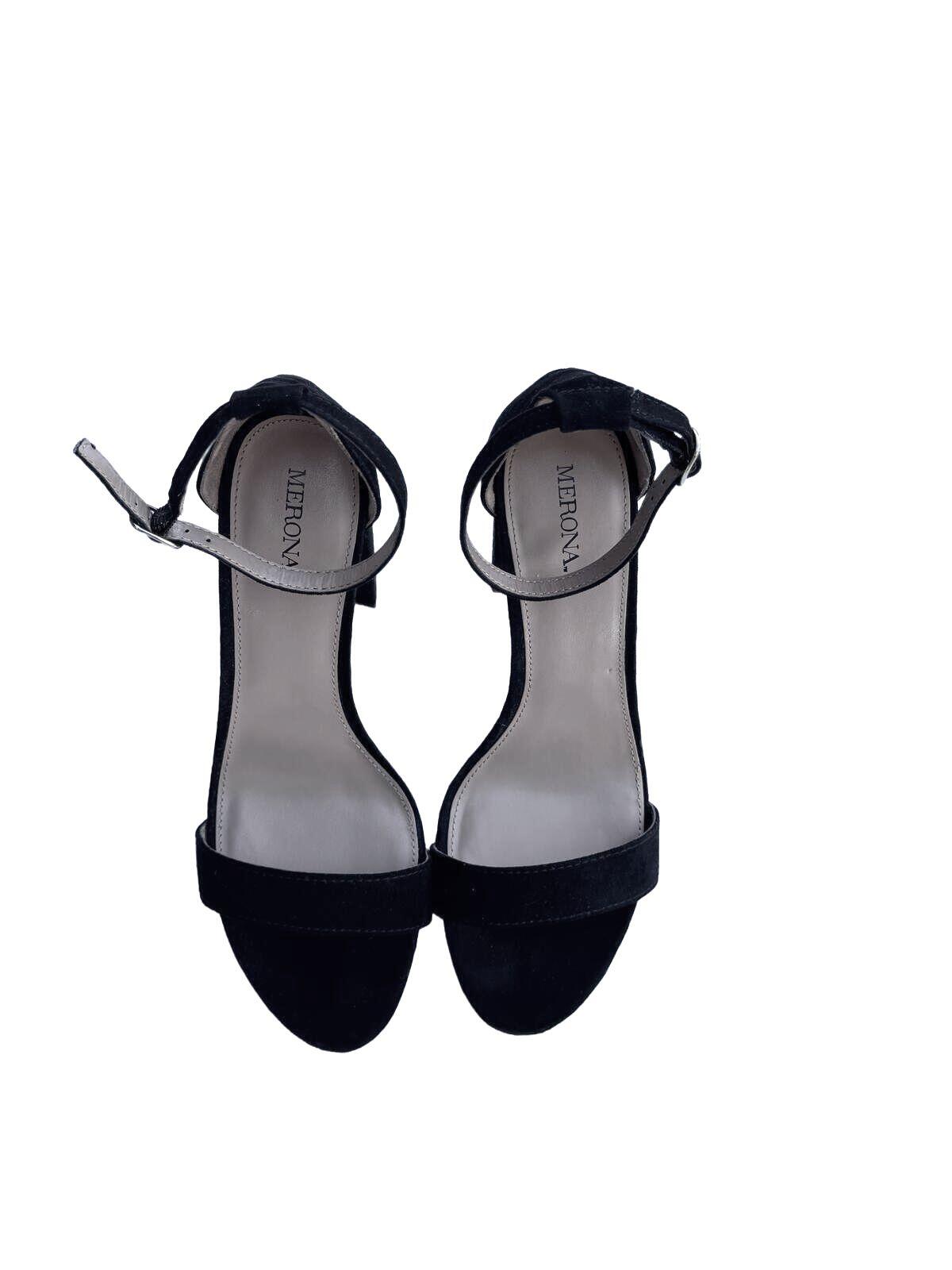 Merona Black Suede Ankle Strap Sandals | Minimalist Y2K Vintage-Inspired Dressy