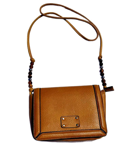 Cognac Brown Leather Crossbody Bag Convertible Clutch Shoulder Purse Y2k