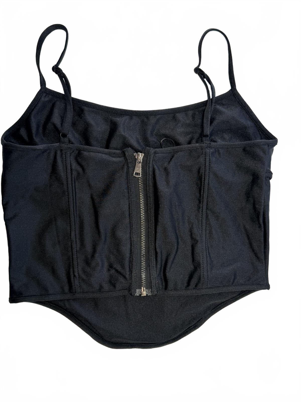 Forever 21 Black Corset Top Cropped Bustier Cami Sleeveless Streetwear Size L
