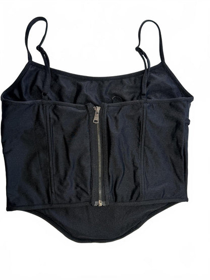Forever 21 Black Corset Top Cropped Bustier Cami Sleeveless Streetwear Size L